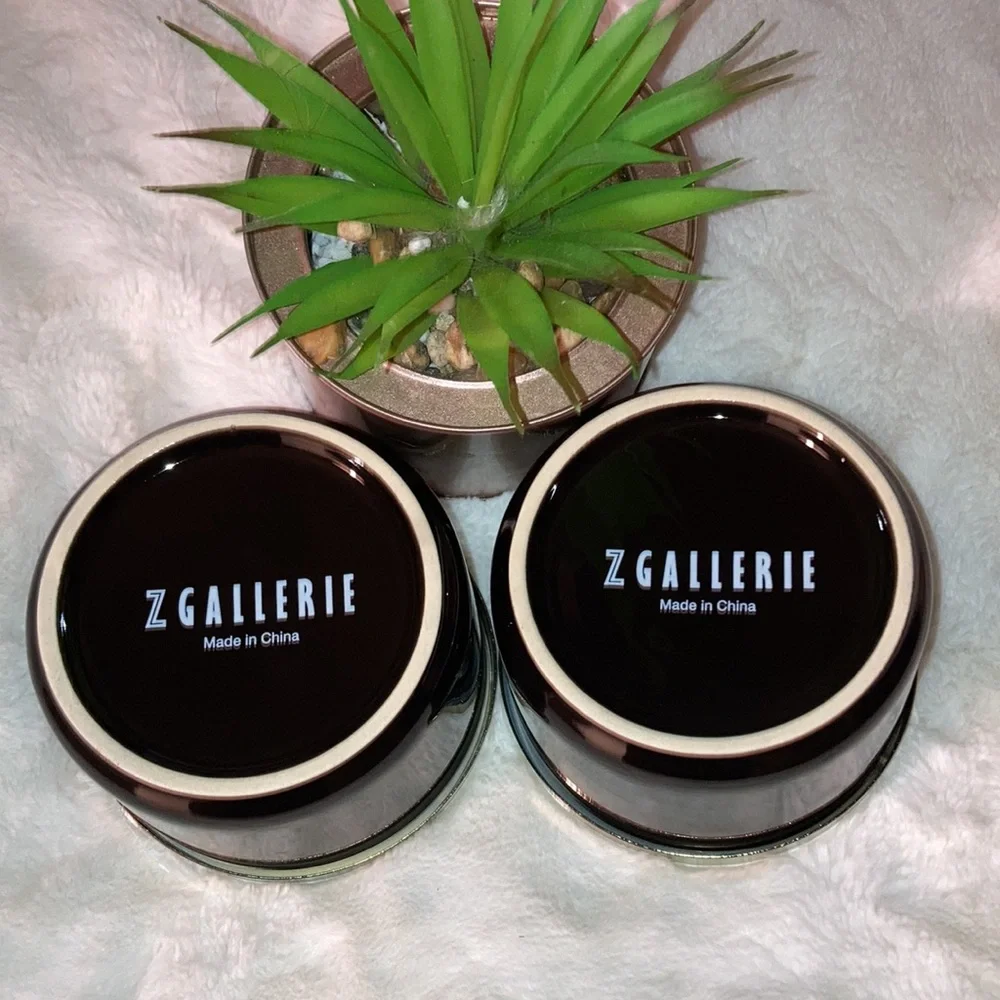 🆕Z Gallerie Multi-Use Storage Duo Two Ceramic Canisters;Goldtone Cushioned lids